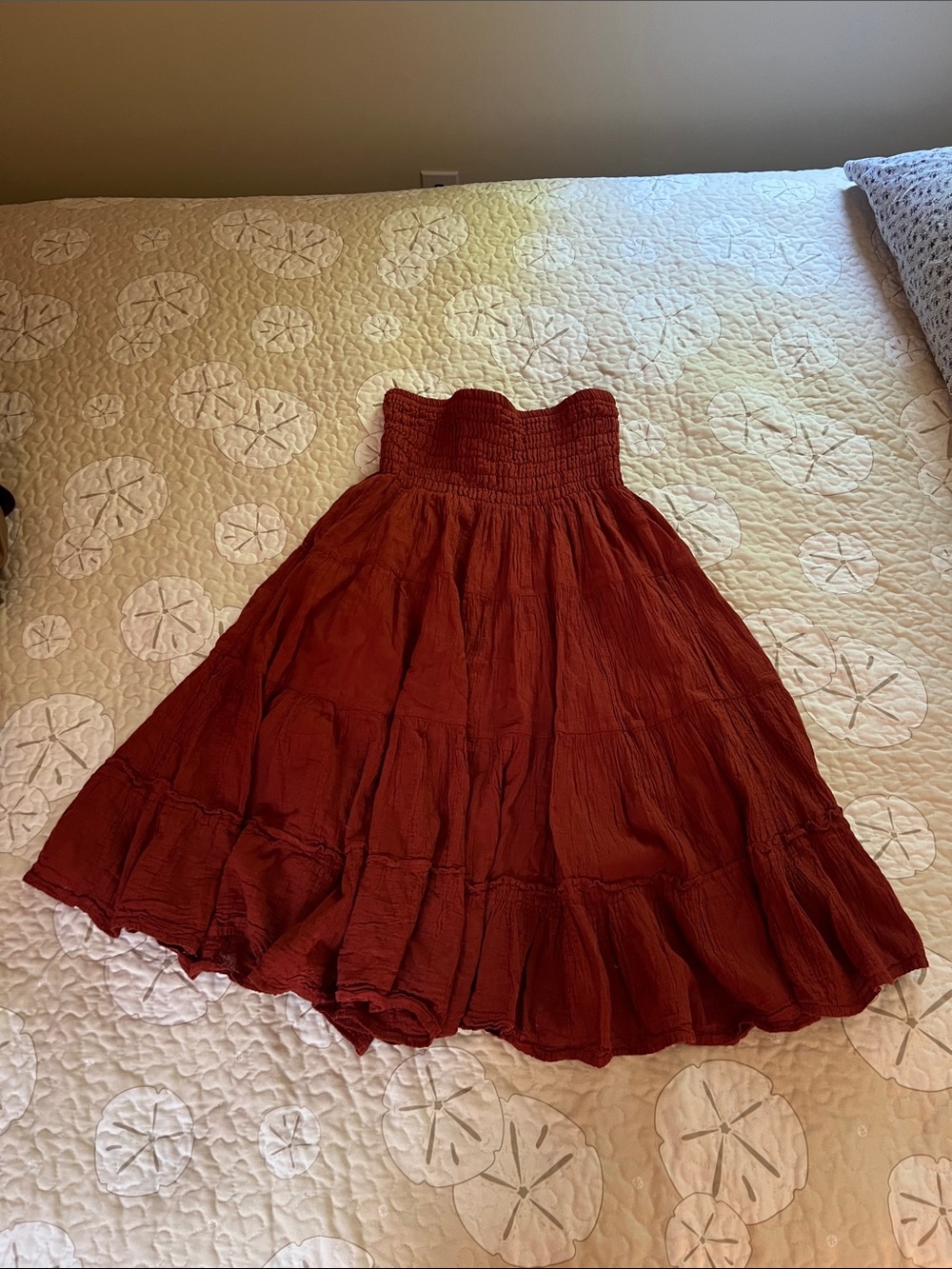 NWOT Cotton Flower Clothing Flutter Midi Skirt in Rust 100% Cotton